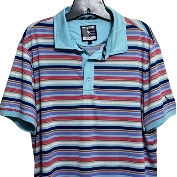 TailorByrd Mens Striped Golf Polo - Size Medium - Picture 1 of 5